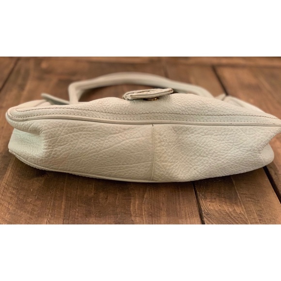 Celine Pebbled Satchel Purse Handbag WHITE CE00/15 - Picture 3 of 16